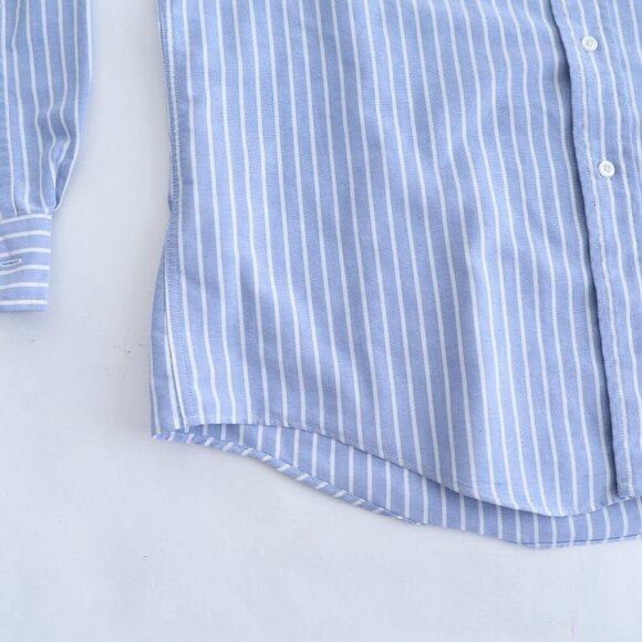 Vintage 90s L.L. Bean Blue & White Stripe Button-Down Chambray Dress Shirt 16-36 - Picture 7 of 10